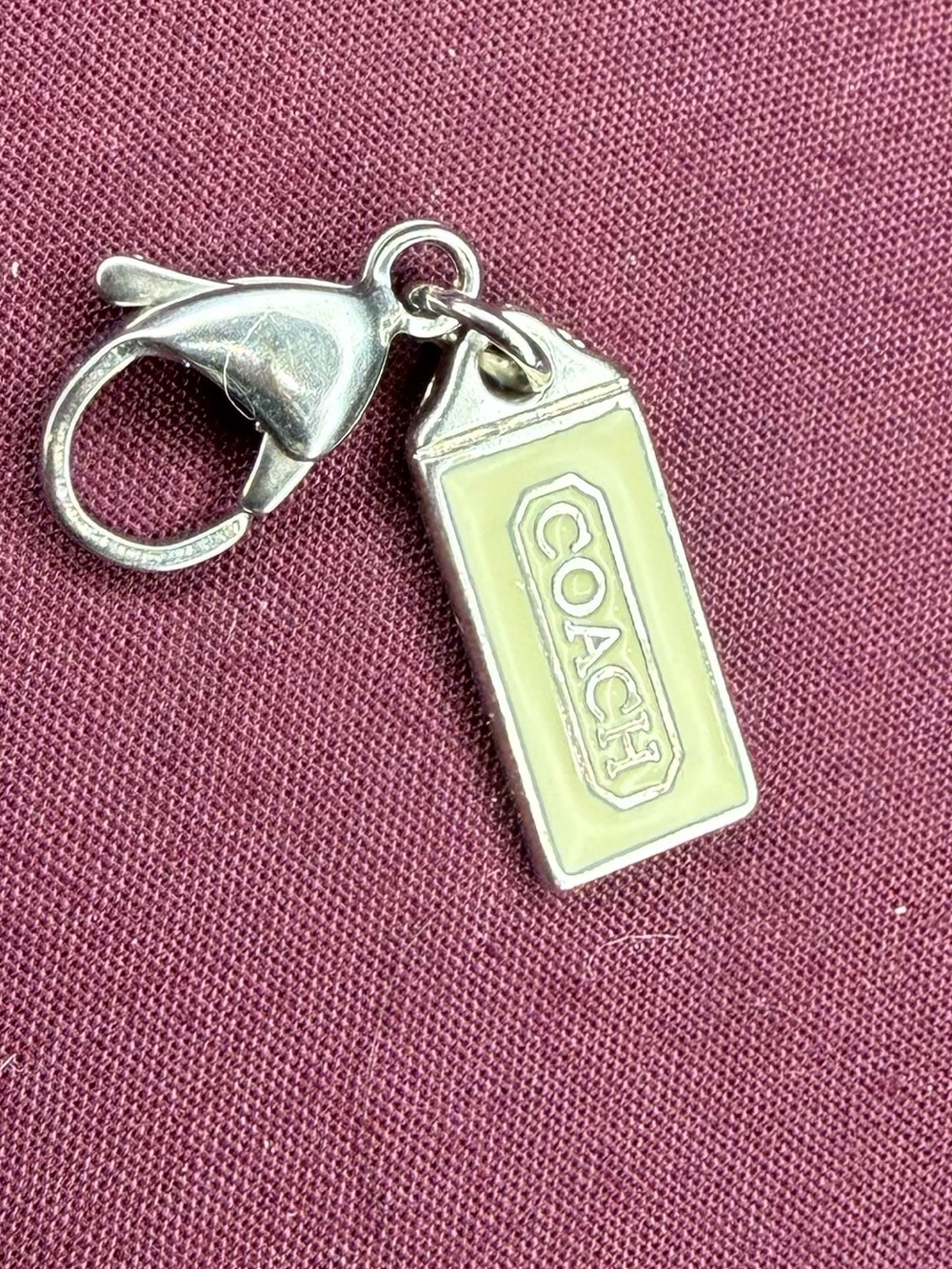 Coach Two-Tone Tag Keychain Charm in Silver and Gold